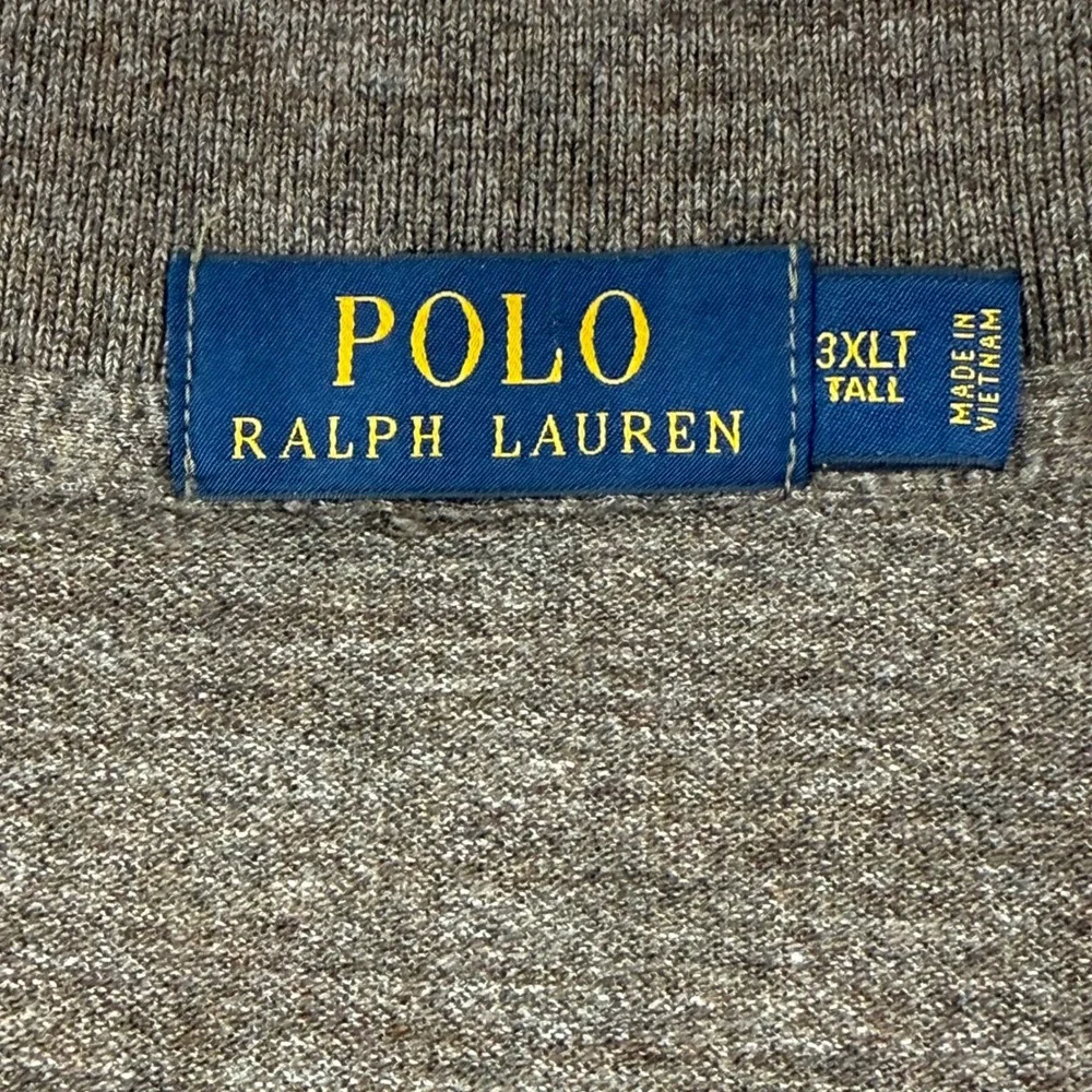 Polo Ralph Lauren Mens 3XLT Brown Heathered Long Sleeve Polo Shirt Tall Big Pony